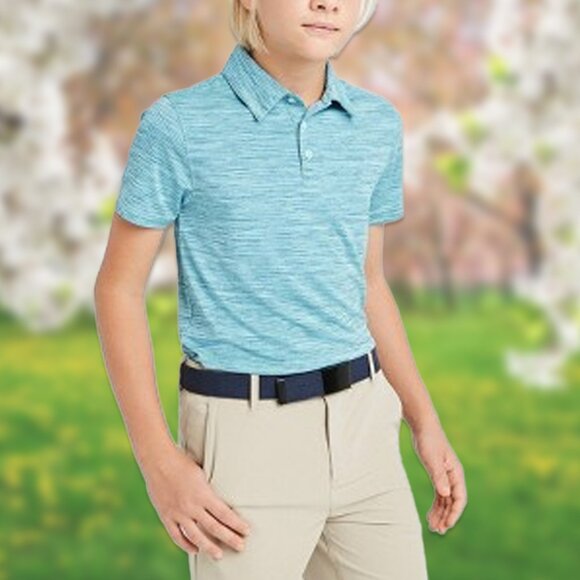 NWT Turquoise Green Striped Golf Polo Shirt - Boys Size XL (16) - All in Motion - Picture 2 of 4